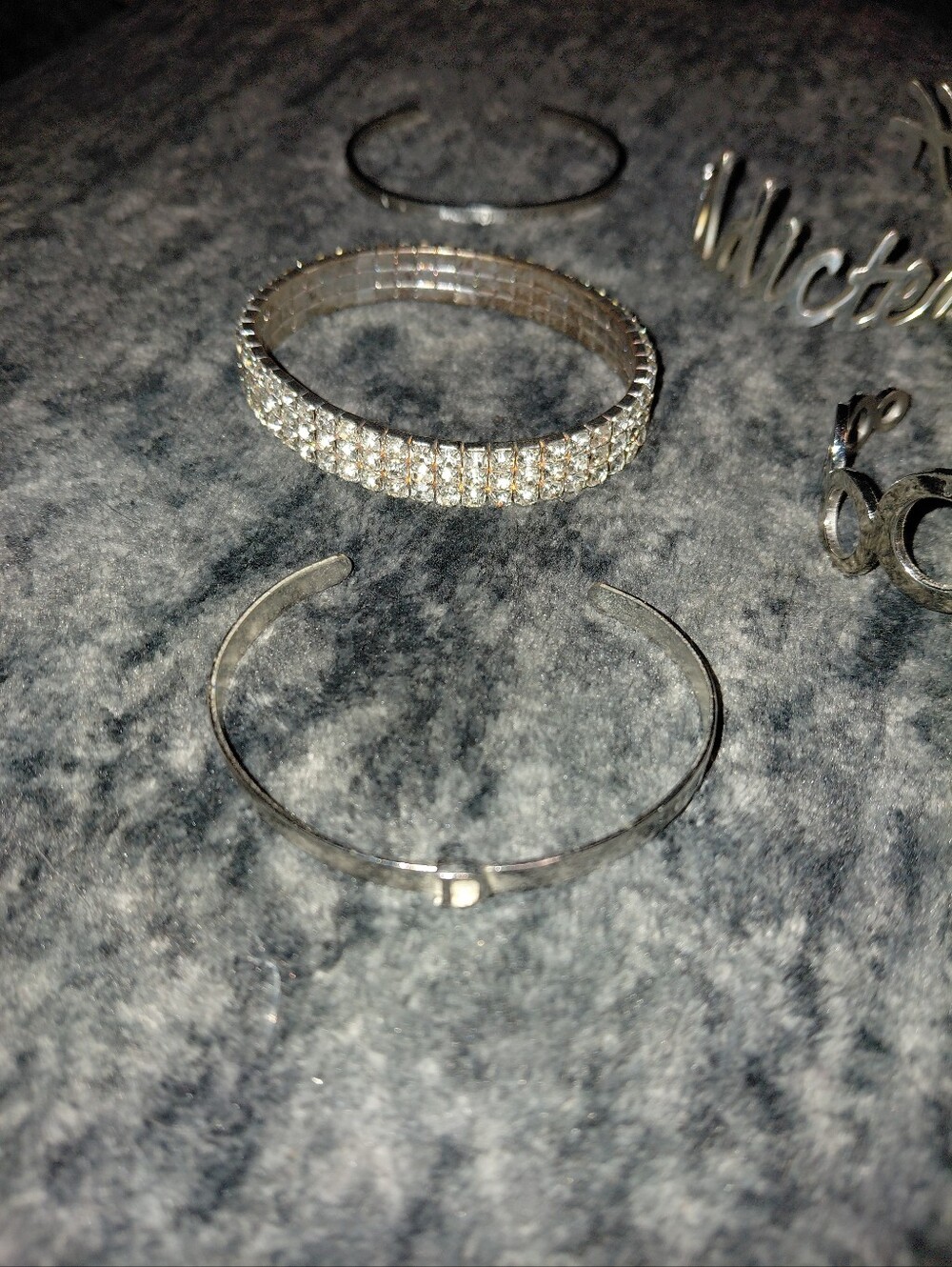Vintage Silver Tone Bracelet Bundle 5pc Rhinestone Cuff Bangle Y2K Statement CC - Picture 4 of 16